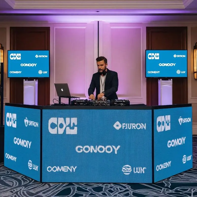 3-panel LED DJ booth Las Vegas — LED Show Vision rental