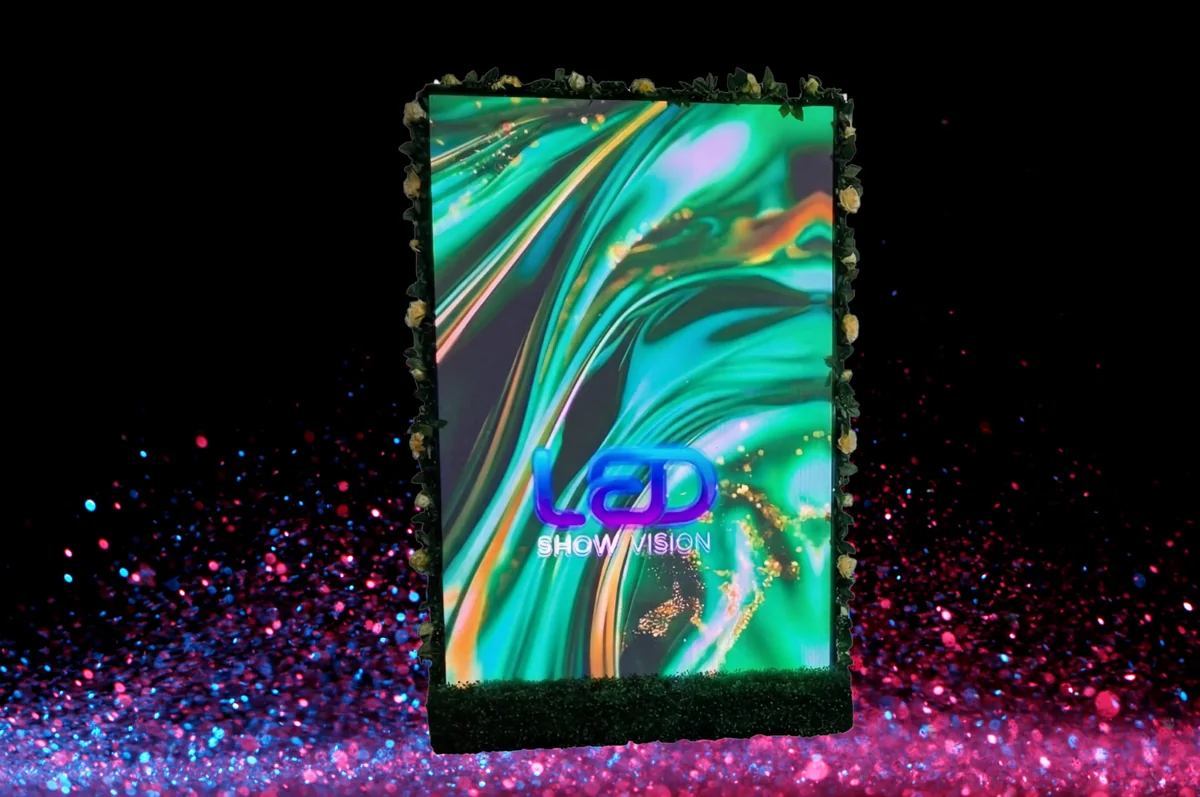 LED Show Vision floral hedge wall with greenery and flowers Las Vegas event