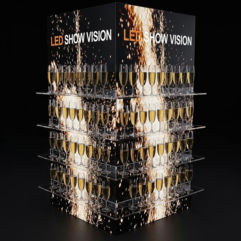 LED Champagne Towers Rental Las Vegas - Luxury LED Display Towers for Premium Event Hospitality