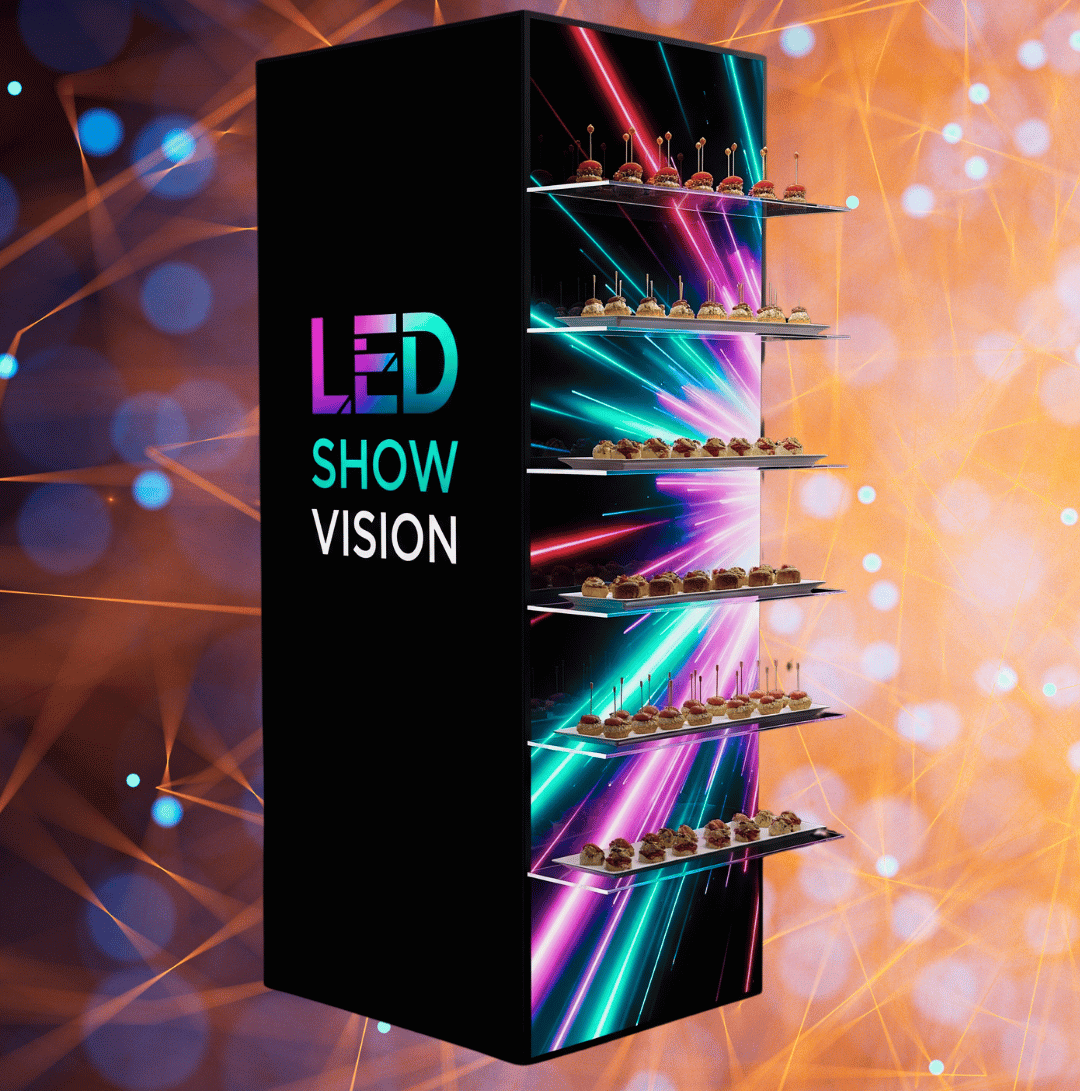 LED Display Tower Rental Las Vegas - Vertical LED Showcase Systems for Product Exhibitions Brand Displays