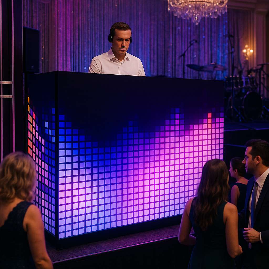 LED DJ Booth Rental Las Vegas - Interactive DJ Station with Audio Reactive LED Displays for Nightclubs Events