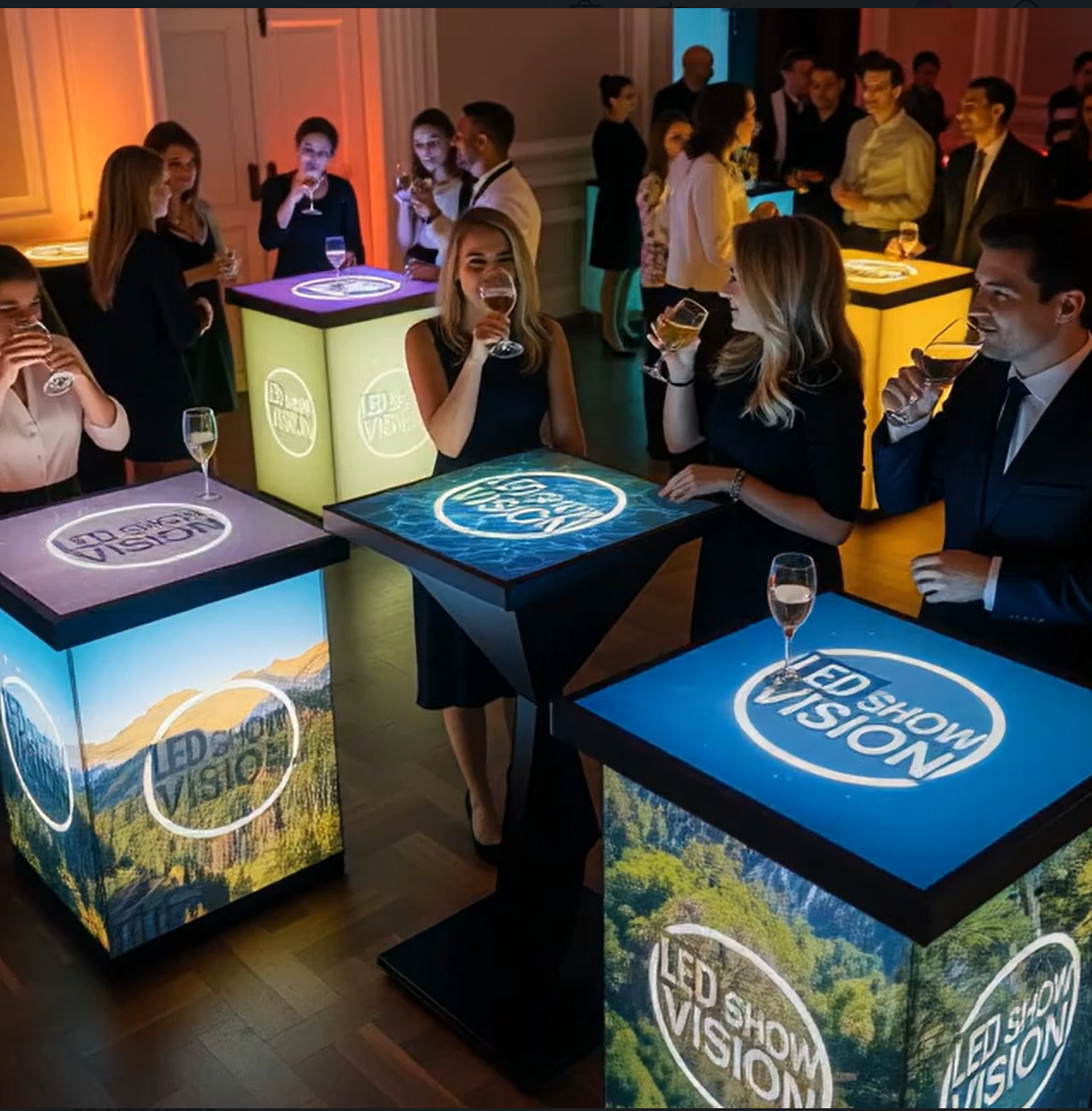 Interactive LED cocktail tables at Las Vegas nightclub VIP event